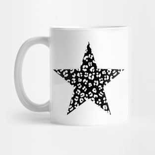 Black and White Leopard Cheetah Print Star Mug